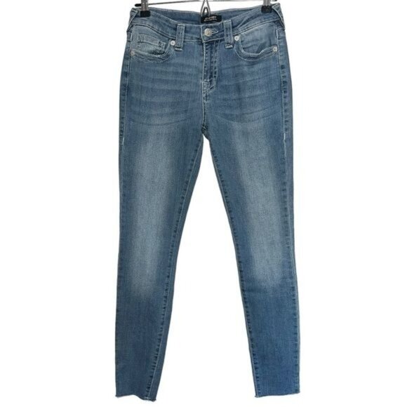 True Religion Jeans Womens 27 Blue Denim Mid Rise Super Skinny Stretch Fabric - Picture 1 of 10